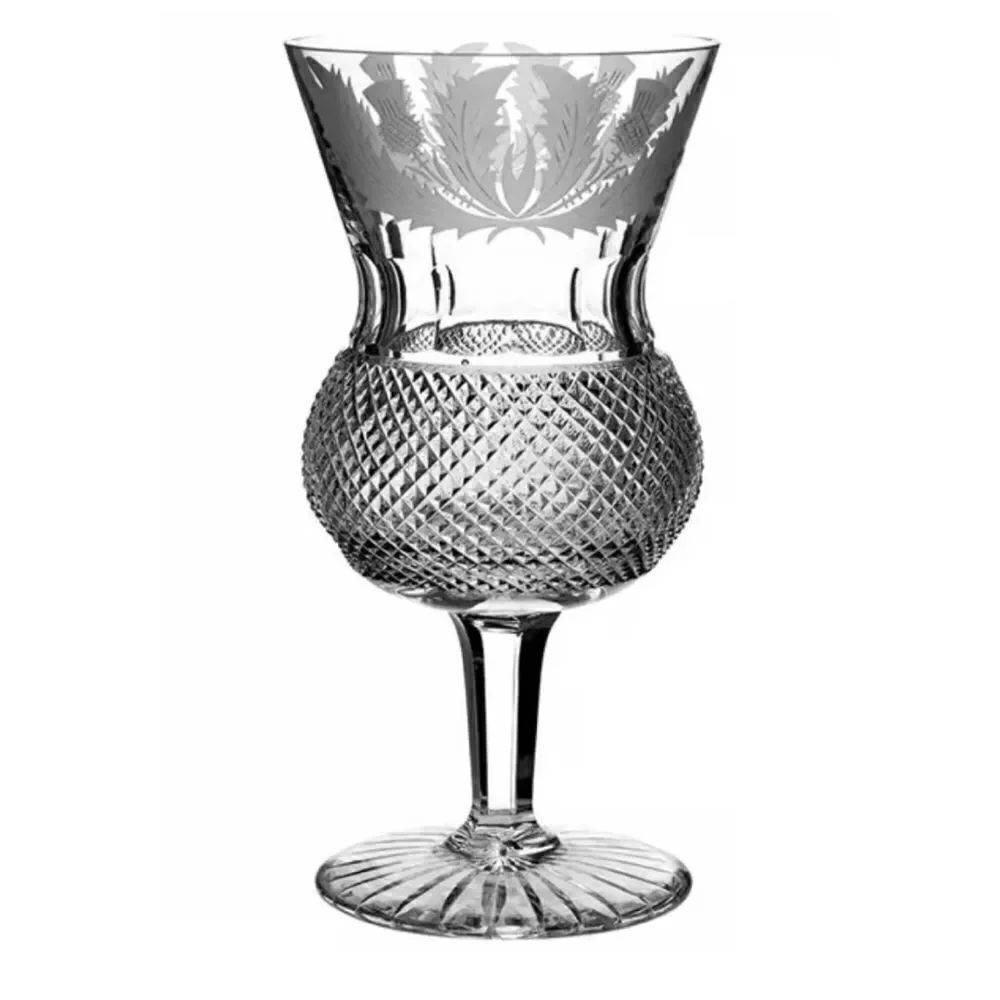 Edinburgh Thistle Cut Crystal Claret Wine  Glass 4 3/4" Tall